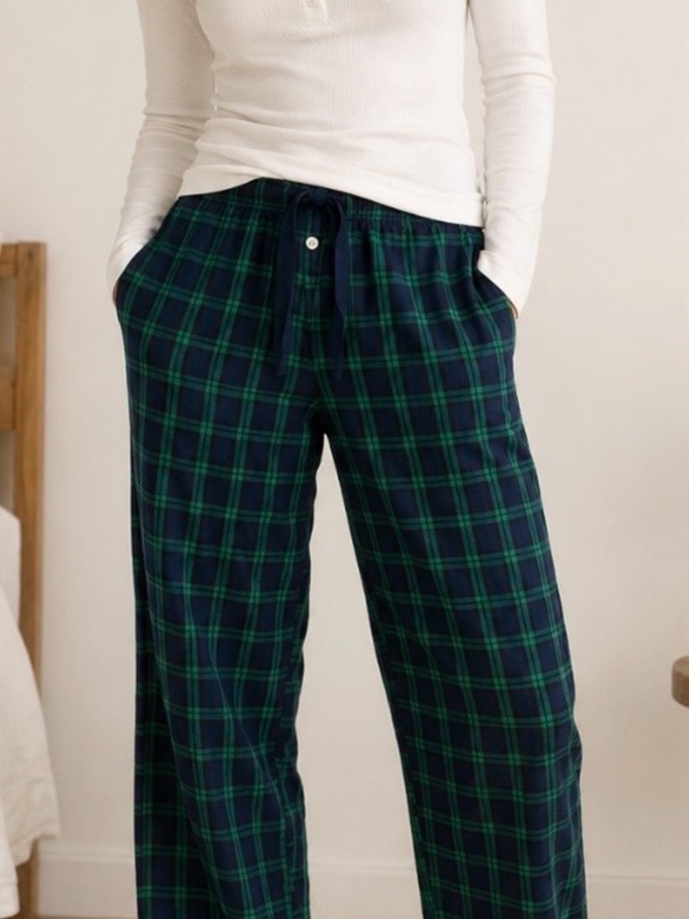 J. Crew Green and Navy Plaid Pajama Pants